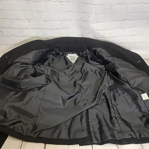 Marvin Richards Black Wool Coat With Pockets Short Double Breasted Women Size 10 - Picture 4 of 6